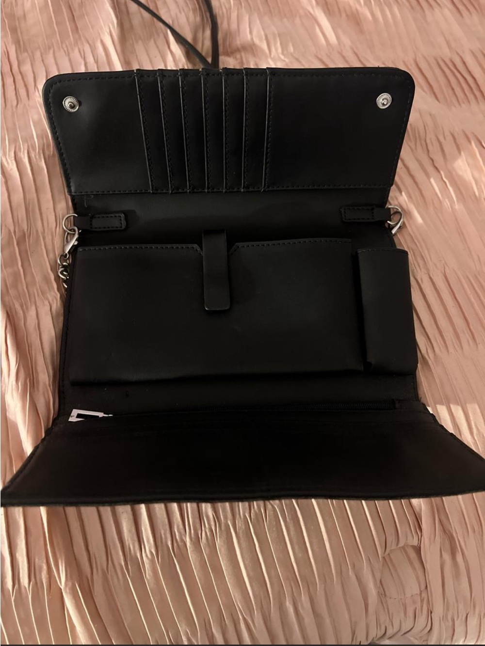 Guess Black Leather Convertible Shoulder Wallet Crossbody